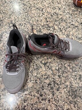 Asics Gray and Red Men's Athletic Sneakers